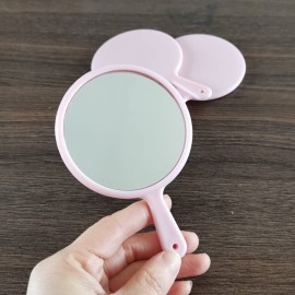 lasenersm 3 Pieces Small Hand Mirror with Handle Portable Makeup Mirror Round Cosmetic Mirror Travel Makeup Mirror Cute Hand Mirror Handheld Mirror for Travel Daily Use, Pink