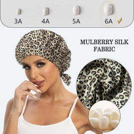 Cocheng 100% Mulberry Silk Bonnet for Sleeping Double Layer Silk Sleep Cap with Adjustable Tie Band 19 Momme Breathable & Adjustable Silk Hair Bonnet (Leopard) Cocheng 100% Mulberry Silk Bonnet for Sleeping Double Layer Silk Sleep Cap with Adjustable Tie Band 19 Momme Breathable & Adjustable Silk Hair Bonnet (Leopard)