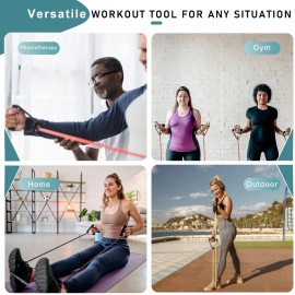 Resistance Bands with Handles, Single Resistance Bands, Exercise Bands with Handles, for Resistance Training, Physical Therapy, Home Workouts, Fitness, Pilates, Boxing Strength Training (40lbs)