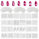 WOKOTO 72 Sheets French Nail Sticker 60 Designs French Nail Tip Guides for Nail Art Decals Stips Stickers for Nail Art Decals Smile Line French Tip Nail Guides Stickers Manicure Stickers Tip Tools