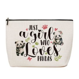 Panda Gifts Just a Girl Who Loves Panda Animal Lovers Gift Christmas Graduation Birthday Gift for Women Girls Friends BFF Besties Panda Lovers Gift Preppy Makeup Bag