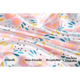 Bassinet Sheet Set 2 Pack Satin Ultra Soft Silk Fit for Rectangle, Hourglass, Oval Bassinet Mattress Protect for Baby Hair and Skin Cradle or Bassinet Sheets, Floral & Floral