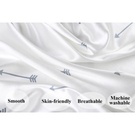 Bassinet Sheet Set 2 Pack Satin Ultra Soft Silk Fit for Rectangle, Hourglass, Oval Bassinet Mattress Protect for Baby Hair and Skin Cradle or Bassinet Sheets, Arrows & Stars