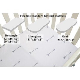 Bassinet Sheet Set 2 Pack Satin Ultra Soft Silk Fit for Rectangle, Hourglass, Oval Bassinet Mattress Protect for Baby Hair and Skin Cradle or Bassinet Sheets, Arrows & Stars