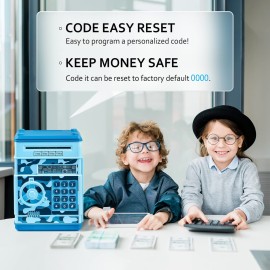 ATM Piggy Bank for Boys Girls, Vcertcpl Mini ATM Coin Bank Money Saving Box with Password, Kids Safe Money Jar for Adults with Auto Grab Bill Slot, Great Gift Toy Bank for Kids (Camouflage Light Blue) ATM Piggy Bank for Boys Girls, Vcertcpl Mini ATM Coin Bank Money Saving Box with Password, Kids Safe Money Jar for Adults with Auto Grab Bill Slot, Great Gift Toy Bank for Kids (Camouflage Light Blue)