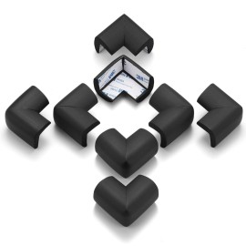 8 Pack Soft Sponge Table Corners, Corner Protector Baby, Baby Proofing Corner Guards, Pre-Taped Furniture Corner Protectors, Child Safety Furniture Bumper, Corner Protectors for furniturey, Black