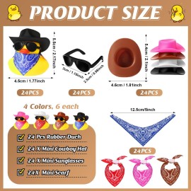 36 Set Cowboy Rubber Duck Mini Yellow Duckies Bath Party Toy Tiny Ducks Bathtub Toy with Cowboy Hat Paisley Bandanas Sunglasses for Summer Baby Shower Birthday Swimming Party (Cute Style)