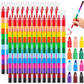 Loppdece 24 Stackable Crayons, Buildable DIY Crayons for Classroom & Office, Rainbow Colors