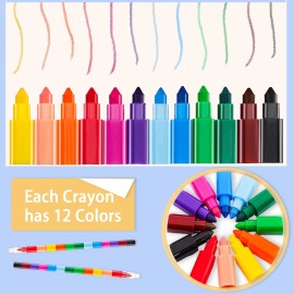 Loppdece 24 Stackable Crayons, Buildable DIY Crayons for Classroom & Office, Rainbow Colors
