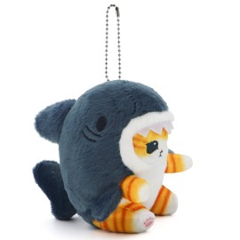 CNAANA Kawaii Shark Cat Plush Toy Stuffed Animal Doll, Soft Pillow for Boys & Girls (Shark cat, 13cm/5.1in)