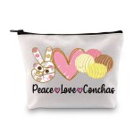 XYANFA Peace Love Conchas Cosmetic Bag - Cosmetic Case for Makeup, Travel, Work & Business - Waterproof Cotton & Linen Cosmetic Bag - Gift for Women