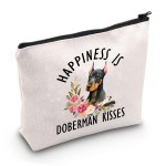 JXGZSO Doberman Dog Gifts Makeup Bag Happiness Is Doberman Kisses Gifts Doberman Lovers Owners Cosmetic Bag (Doberman Kisses B)