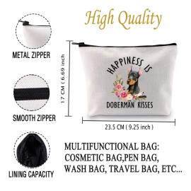 JXGZSO Doberman Dog Gifts Makeup Bag Happiness Is Doberman Kisses Gifts Doberman Lovers Owners Cosmetic Bag (Doberman Kisses B)