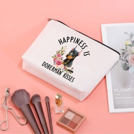JXGZSO Doberman Dog Gifts Makeup Bag Happiness Is Doberman Kisses Gifts Doberman Lovers Owners Cosmetic Bag (Doberman Kisses B)