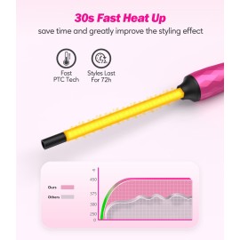 FARERY Small Curling Wand, 3/8 Inch Curling Iron for Short & Long Hair, Ceramic Small Barrel Curling Iron with Argan Oil & Keratin Infused, 30s Fast Heat Up, 12 Adjustable Temperature, Glove Included
