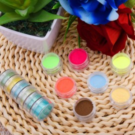 Duufin 66 Colors Nail Pigment Powder Colorful Glitter Pearlescent Fluorescence Luminous Powder Pigment for Nails Art, Body and Crafts