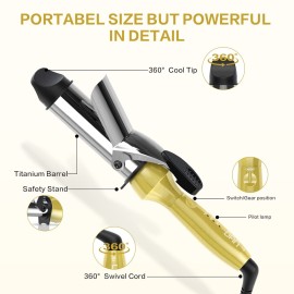 1 1/4 Inch Curling Iron 10 Inch Length Travel Curling Iron Mini with 3 Temperatures, Dual Voltage & Rapid Heating Small Titanium Curling Wand 1 1/4 Inch Curling Iron 10 Inch Length Travel Curling Iron Mini with 3 Temperatures, Dual Voltage & Rapid Heating Small Titanium Curling Wand