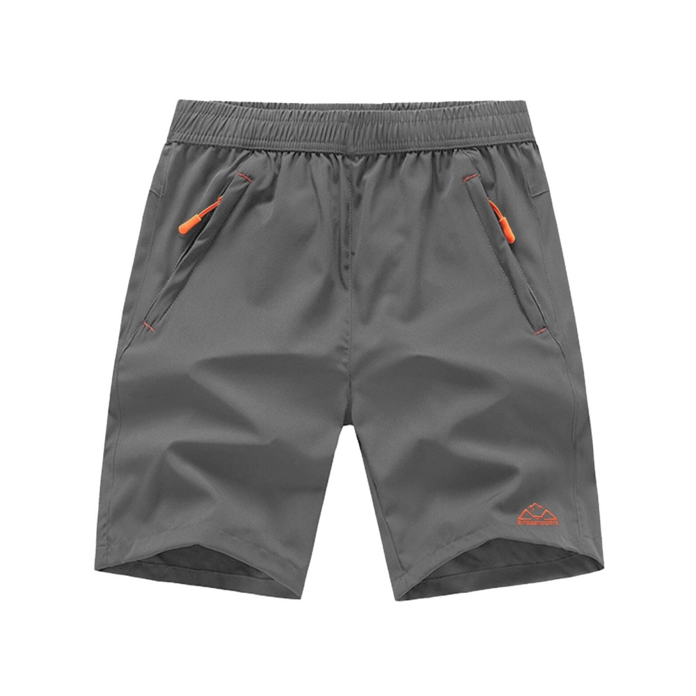 TBMPOY Men\'s Hiking Running 7 Shorts with Pockets Athletic Outdoor Sports Gym Running Short Zipper Pockets Steel Gray L