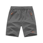 TBMPOY Men\'s Hiking Running 7 Shorts with Pockets Athletic Outdoor Sports Gym Running Short Zipper Pockets Steel Gray L