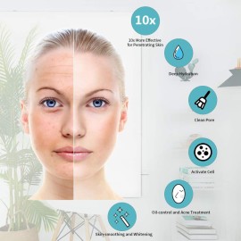 Facial Steamer-Nano Ionic Facial Steamer Warm Mist Humidifier Atomizer Sprayer Moisturizing Face Steamer Home Sauna SPA Face with 4 Piece Stainless Steel Skin Kit and Hair Band(Green)