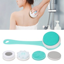 ZJchao IP67 Multifunctional Electric Shower Brush Electric Shower, Electric Body Brush for Exfoliating and Massage Brush Electric Dual Use Detachable Handle 3 Gear 5 Brush Head