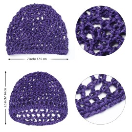 Etercycle 3 Pieces Mesh Crochet Hair Net Snoods for Women, Soft Rayon Knit Crochet Hairnet Hair Cover Accessory for Sleeping (Black, Pink, Purple)