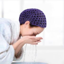 Etercycle 3 Pieces Mesh Crochet Hair Net Snoods for Women, Soft Rayon Knit Crochet Hairnet Hair Cover Accessory for Sleeping (Black, Pink, Purple)