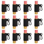 Homakover 12 Pack Compact Clip-On Lipstick Holder Keychain, Lip Balm Sleeves with Clip, Fits Most Standard Lip Balm,Tight-Knit Elastic Lip Balm Keychain Holder (Black)