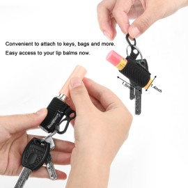 Homakover 12 Pack Compact Clip-On Lipstick Holder Keychain, Lip Balm Sleeves with Clip, Fits Most Standard Lip Balm,Tight-Knit Elastic Lip Balm Keychain Holder (Black)