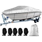 SPORTYOUTH Boat Cover 14-16ft, Trailerable Boats Covers Waterproof UV Protection 210D Oxford Fabric Fit V-Hull Tri-Hull Fish & Ski Boat Pro-Style Runabouts Bass Boats, 14\'-16\' Long 90 Wide