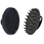 INNERNEED Food-Grade Soft Silicone Body Scrubber Shower Brush, with Scalp Massager Shampoo Brush, Wet & Dry Manual Scalp Care Hair Washing (Black)