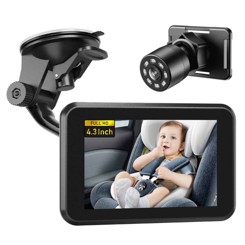 Itomoro Baby Car Camera, 4.3 HD Night Vision Car Baby Monitor with Camera, Safety Seat Baby Car Mirror for Rear Facing 5 Mins Easy Installation ACZ401