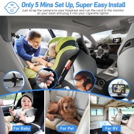 Itomoro Baby Car Camera, 4.3 HD Night Vision Car Baby Monitor with Camera, Safety Seat Baby Car Mirror for Rear Facing 5 Mins Easy Installation ACZ401