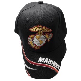 Trade Winds Marines USMC EGA Emblem Insignia Marine Corps Swirl Black Acrylic Adjustable Embroidered Baseball Hat Cap - Officially Licensed