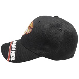 Trade Winds Marines USMC EGA Emblem Insignia Marine Corps Swirl Black Acrylic Adjustable Embroidered Baseball Hat Cap - Officially Licensed