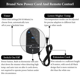 Hair Steamer Heat Cap for Deep Conditioning, Thermal Steam Cap for Natural Hair Home Use with 10 Modes 3 Timer Settings All Black Extended Cord for Spa Hair Care, Black Hair Steamer Heat Cap for Deep Conditioning, Thermal Steam Cap for Natural Hair Home Use with 10 Modes 3 Timer Settings All Black Extended Cord for Spa Hair Care, Black