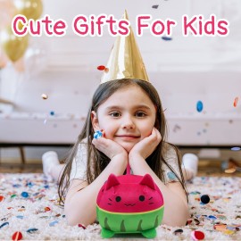 Bekrgwiy Watermelon Cat Stuffed Animal Toys for Kids,Cute Cat Plush Pillows Watermelon Kitten Plushies,Fun Fruit Plushie and Kitten Doll Toys for Kids,Birthday Easter Gift for Boys Girls