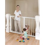 COMOMY 30 Tall Baby Gate for Stairs Doorways, Fits Openings 29.5 to 51.6 Wide, Auto Close Extra Wide Dog Gate for House, Pressure Mounted Easy Walk Through Pet Gate with Door, White