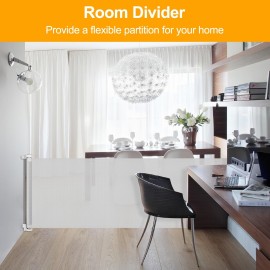 WOMHOM 100 Inch Extra Wide Dog Gate for Doorway Retractable Puppy Gates for The House Retractable Mesh Baby Gate for Stairs Extra Long Baby Gates for Large Opening Indoors and Outdoors (Light Gray)