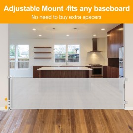 WOMHOM 100 Inch Extra Wide Dog Gate for Doorway Retractable Puppy Gates for The House Retractable Mesh Baby Gate for Stairs Extra Long Baby Gates for Large Opening Indoors and Outdoors (Light Gray)