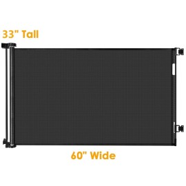 Retractable Puppy Gates for The House Prevent Kid/Pet from Getting Through 60 Wide Baby Gate for Stairs Scratch-Resistant Retractable Indoor Dog Gates for Doorways Outdoor Dog Gate for Deck, Black