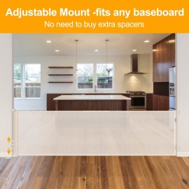 WOMHOM 100 Inch Extra Long Retractable Dog Gate for The House Extra Wide Baby Gate Retractable Baby Gates Toddler Gate Extra Large Pet Gate Outdoor Retractable Gate Child Gate for Wide Opening (Beige)