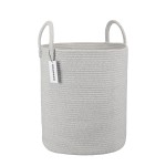 XUANGUO Cotton Rope Laundry Basket Hamper for Clothes Woven Storage Basket for Living Room Bedroom Boho Tall Rope Baskets for Blanket Toys Pillow Towels Baby Nursery Hamper Bin Large light grey
