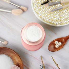 4OZ Glass Jars with Lids, Hoa Kinh Small Glass Jars, 12 Pack Empty Round Canning Storage Jars Containers for Storing Lotions, Powders, and Ointments (4oz-12Pack-Frosted Pink)