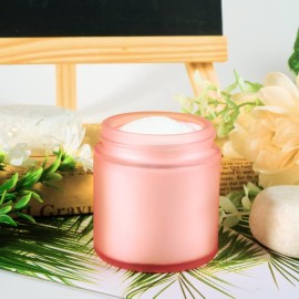 4OZ Glass Jars with Lids, Hoa Kinh Small Glass Jars, 12 Pack Empty Round Canning Storage Jars Containers for Storing Lotions, Powders, and Ointments (4oz-12Pack-Frosted Pink)