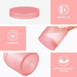4OZ Glass Jars with Lids, Hoa Kinh Small Glass Jars, 12 Pack Empty Round Canning Storage Jars Containers for Storing Lotions, Powders, and Ointments (4oz-12Pack-Frosted Pink)