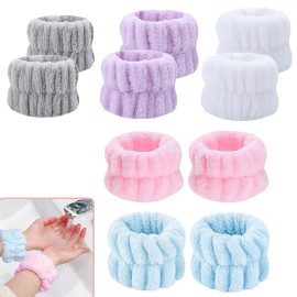 M-bestl 10 Pack Wrist Towels for Washing Face to Prevent The Water Drop Down from Arm,Microfiber Face Washing WristbandsPink,Blue,Gray,Purple,White