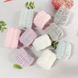 M-bestl 10 Pack Wrist Towels for Washing Face to Prevent The Water Drop Down from Arm,Microfiber Face Washing WristbandsPink,Blue,Gray,Purple,White