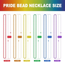 EOBOH 50PCS Pride Stuff, Gay Pride Beads Accessories, 6 Kinds of Metallic Rainbow Beads Necklace Bulk, LGBTQ Pride Necklace for Women Men, Costumes Decor for Pride Month Parade Throws Party Favors