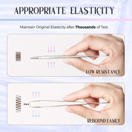 Lash Tweezers for Eyelash Extensions, Lankiz Eyelash Tweezers for Lash Extensions Stainless Steel Straight and Curved Volume Lash Tweezers Set Kit (2PCS-Black)